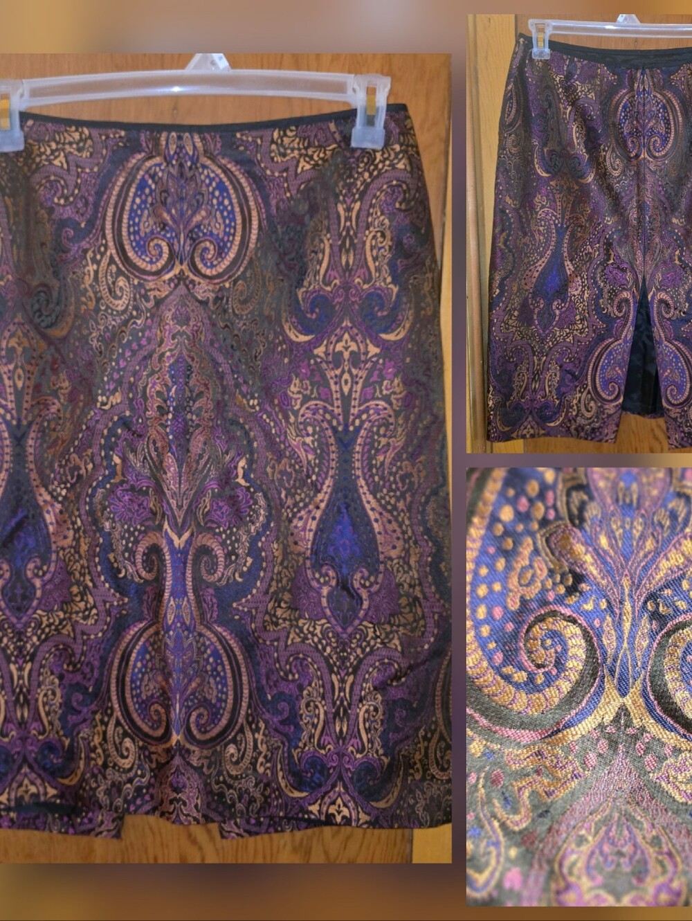 Vintage 12 paisley multi colored slit back classic pencil skirt